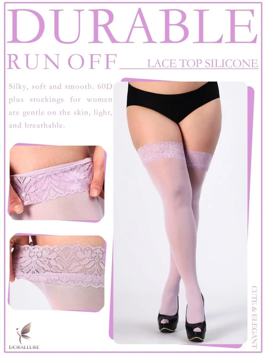 Plus Size Thigh High Stockings Silky Pantyhose - Love Salve